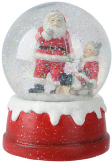 Lumineo sneeuwbol/snowglobe - rood - met kerstman - 13,5 cm - beeldje