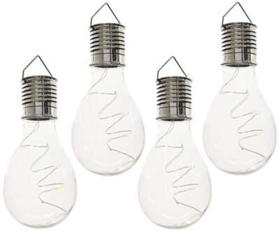 Lumineo Solar hanglamp bol/peertje - 10x - transparant - kunststof - 14 cm