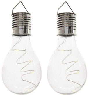 Lumineo Solar hanglamp bol/peertje - 2x - transparant - kunststof - 14 cm