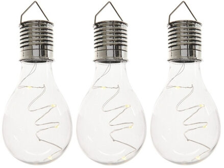 Lumineo Solar hanglamp bol/peertje - 3x - transparant - kunststof - 14 cm