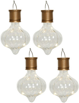 Lumineo Solar hanglamp bol/peertje - 4x - Marrakech - kunststof - D8 x H12 cm - LED