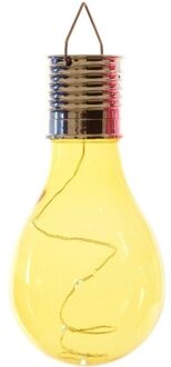 Lumineo Solar hanglamp bol/peertje - geel - kunststof - 14 cm - LED
