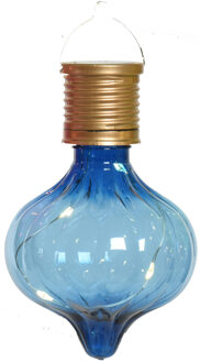 Lumineo Solar hanglamp bol/peertje - Marrakech - kobalt blauw - kunststof - D8 x H12 cm