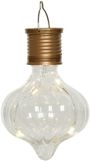 Lumineo Solar hanglamp bol/peertje - Marrakech - kunststof - D8 x H12 cm - LED