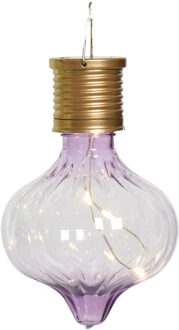 Lumineo Solar hanglamp bol/peertje - Marrakech - lila paars - kunststof - D8 x H12 cm