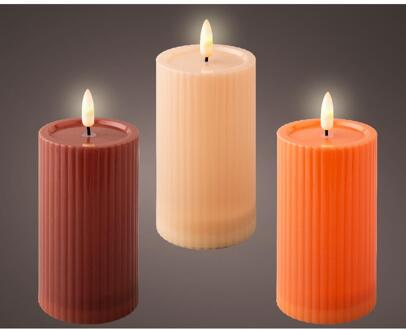 Lumineo Solar kaars kunststof Ø7.5x12.5cm verschillende