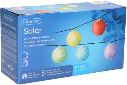 Lumineo Solar lampion tuinverlichting/feestverlichting gekleurd 4.5m