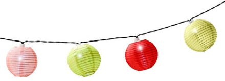 Lumineo Solar lampion tuinverlichting/feestverlichting roze, groen, rood, lichtgroen 4.5m