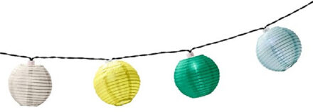 Lumineo Solar lampion tuinverlichting/feestverlichting wit, geel, groen, lichtblauw 3.5m