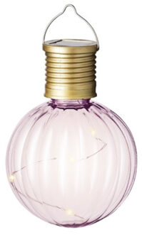 Lumineo Solar lampion voor buiten - LED - lichtroze - 11 cm - buitenverlichting