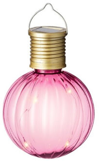 Lumineo Solar lampion voor buiten - LED - roze - 11 cm - buitenverlichting