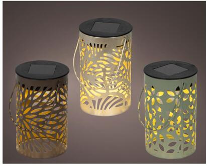 Lumineo Solar Lantaarn metaal Ø8xH13cm verschillende