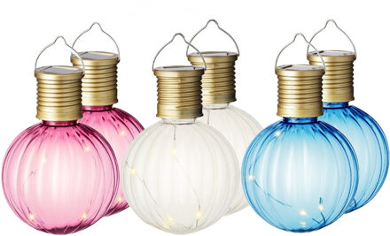 Lumineo Solar Led tuinlampjes set van 15x stuks in 3 kleuren 11 cm - Lampionnen Transparant