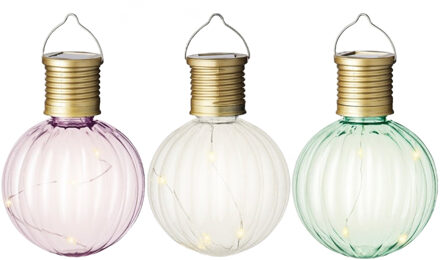 Lumineo Solar Led tuinlampjes set van 9x stuks in 3 kleuren 11 cm - Lampionnen Transparant