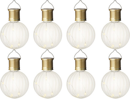 Lumineo solar led verlichting bol - set 10x - warm wit - kunststof - Buitenverlichting