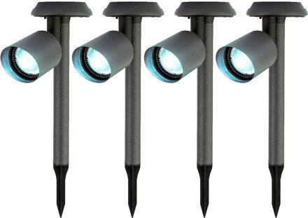 Lumineo Solar prikspot/tuinspot - 4x - metaal - zwart - H26 cm