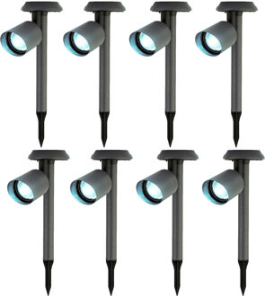 Lumineo Solar prikspot/tuinspot - 8x - metaal - zwart - H26 cm