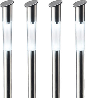 Lumineo Solar prikspot/tuinspot led - 4x - rvs - H57 cm - koel wit