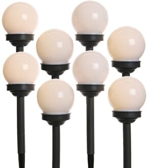 Lumineo solar prikspots - set 8x - bollen verlichting - H27 cm - warm wit - Prikspotjes Zwart