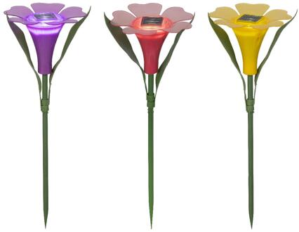 Lumineo Solar Steeklamp bloem plastic Ø10xH30cm verschillende