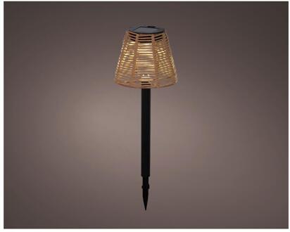 Lumineo Solar Steeklamp wicker Ø12xH30cm bruin