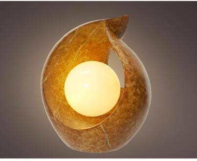 Lumineo Solar Tafellamp Abstract Marmerlook 17x13x19cm Polyresin 8 Werkuren bruin