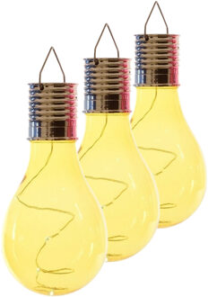 Lumineo solar tuin 10x stuks LED ophang verlichting/lampjes geel 14 x 8 cm