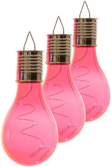 Lumineo solar tuin 10x stuks LED ophang verlichting/lampjes rood 14 x 8 cm