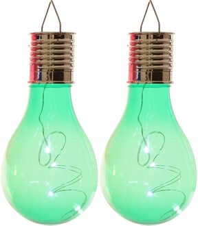 Lumineo solar tuin 4x stuks LED ophang verlichting/lampjes groen 14 x 8 cm