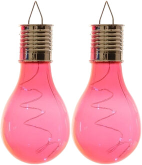 Lumineo solar tuin 4x stuks LED ophang verlichting/lampjes rood 14 x 8 cm