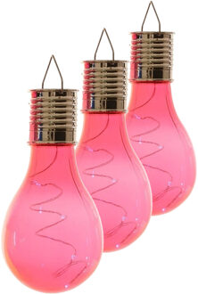 Lumineo solar tuin 6x stuks LED ophang verlichting/lampjes rood 14 x 8 cm