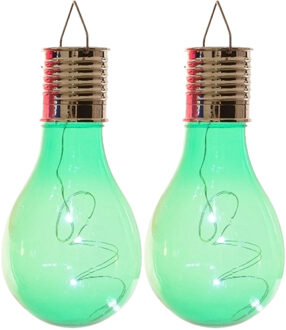 Lumineo solar tuin 8x stuks LED ophang verlichting/lampjes groen 14 x 8 cm