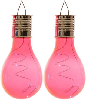 Lumineo solar tuin 8x stuks LED ophang verlichting/lampjes rood 14 x 8 cm