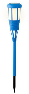 Lumineo Solar tuinfakkel/tuinlamp blauw op zonne-energie 61 cm