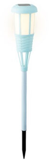 Lumineo Solar tuinfakkel/tuinlamp lichtblauw op zonne-energie 61 cm
