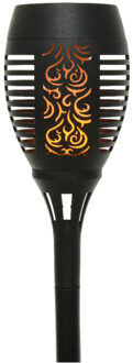 Lumineo Solar tuinfakkel zwart met vlameffect 49 cm