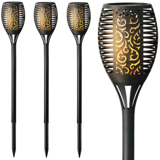 Lumineo Solar tuinlamp / fakkel / prikspot - 10x - vlameffect - zonne-energie - 49 cm