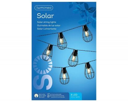 Lumineo Solar tuinverlichting lichtsnoer - 8 lampjes - ijzer - 350 cm - Lichtsnoer voor buiten