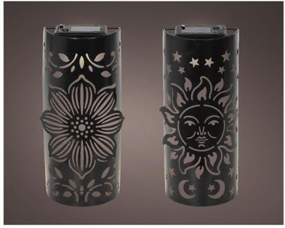 Lumineo Solar Wandlamp metaal 5,8x11x26cm zwart