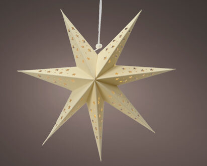 Lumineo Ster LED karton 40cm met timer Crème