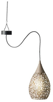 Lumineo Taupe solar tuinverlichting hanglamp ijzer 21 cm - Buitenverlichting