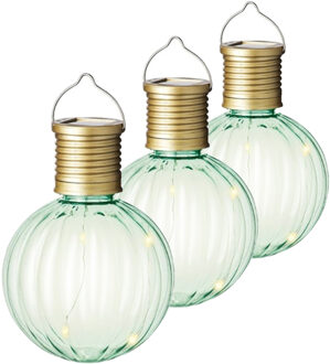Lumineo tuin/buiten 6x stuks Led lampje/lampion solar verlichting groen 11 x 8 cm