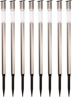 Lumineo Tuinfakkel Bodi - 10x - solar - RVS - warm wit - 57 cm