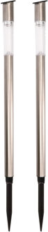 Lumineo Tuinfakkel Bodi - 2x - solar - RVS - warm wit - 57 cm