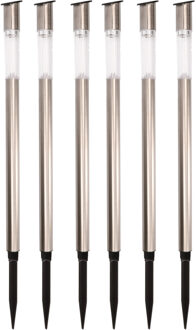 Lumineo Tuinfakkel Bodi - 6x - solar - RVS - warm wit - 57 cm