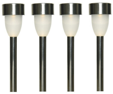 Lumineo Tuinlamp LED solar - 15x - warm wit - RVS/kunststof - 26 cm - type Nova