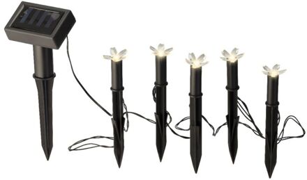 Lumineo Tuinsteker - Solar LED tuinverlichting - 5 Stuks - 120x17 cm - Plastic - Zwart