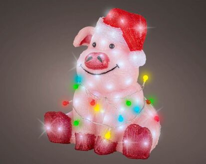 Lumineo Varkentje - LED figuur - Roze/koel wit - 30x36,5x41 cm
