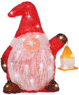 Lumineo Verlicht figuur - gnome/dwerg - 29 cm - LED - kerstverlichting figuur Rood