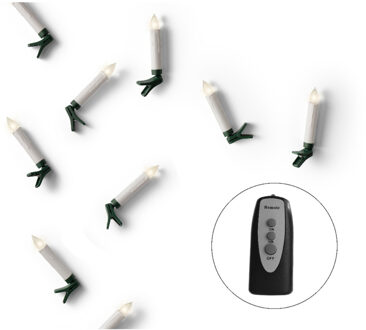 Lumineo Verlichte kaarsen op clip - draadloos - 10 kaarsen - warm wit - 10 cm